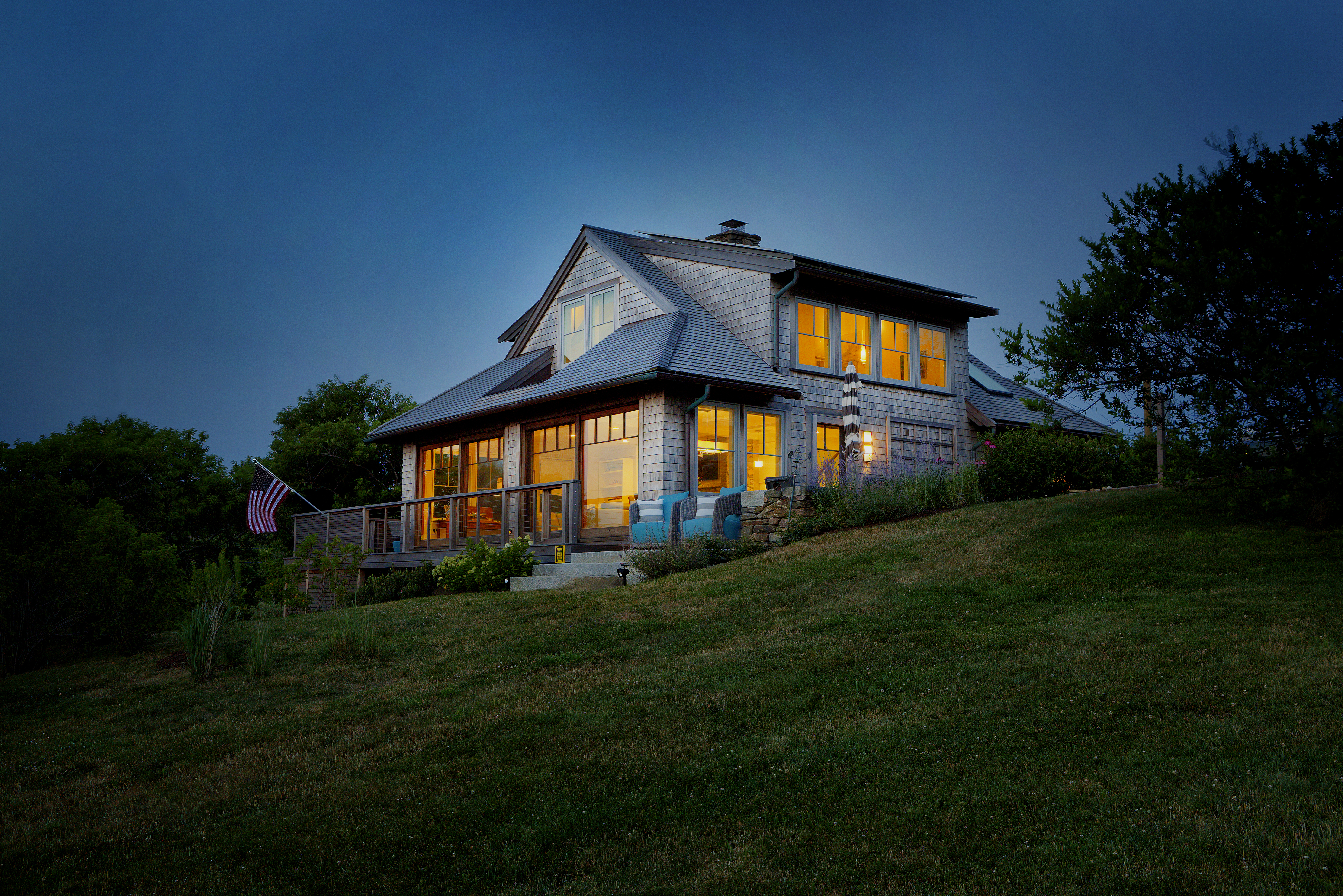 Front of Dimaura house at night